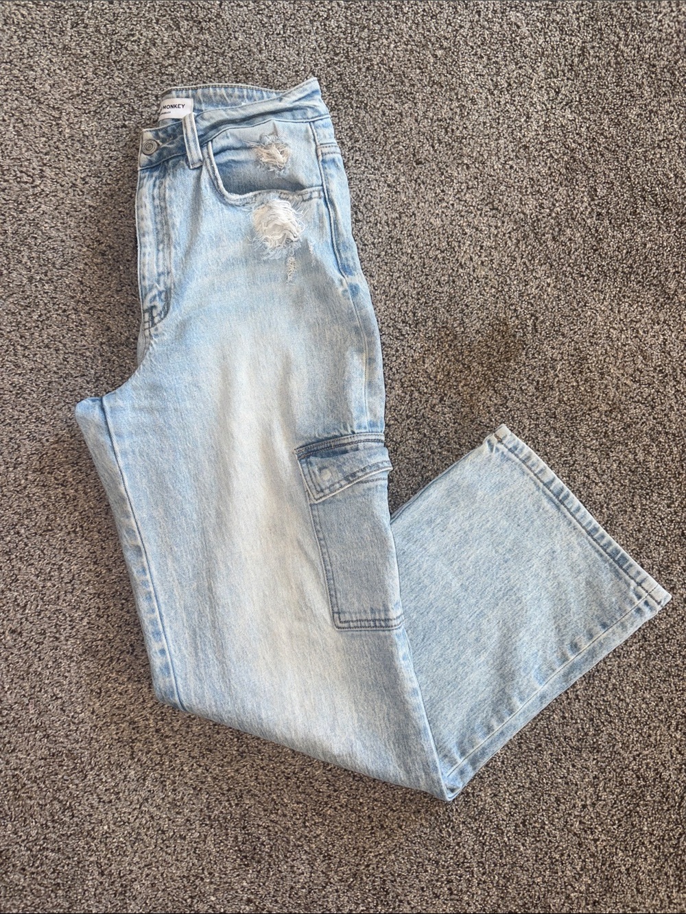 Flying Monkey Light Blue Boyfriend Jeans with Distressed Details